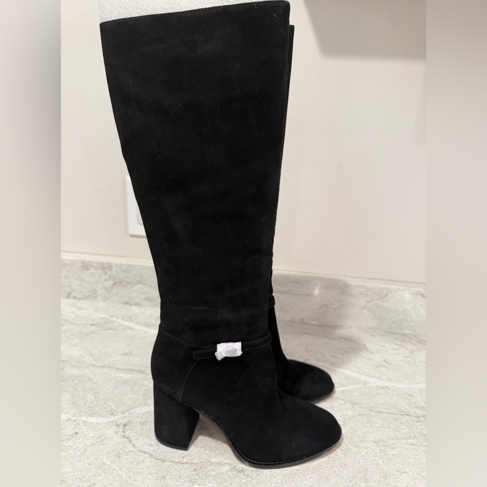 Ann Taylor Black Suede Buckle Boots